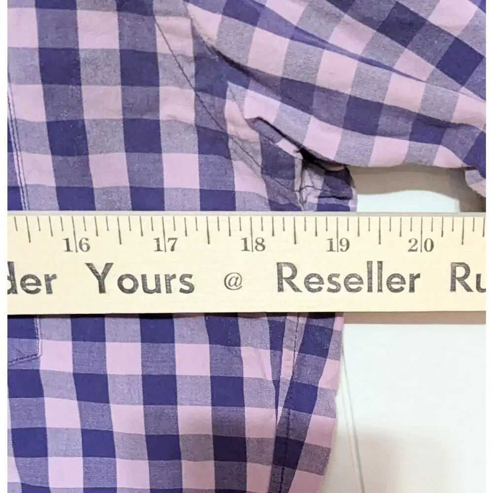J Crew Shirt Mens S Purple Check Plaid Button Up Down Long Sleeve Ranch Western
